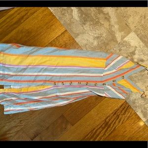 Linen striped button down dress